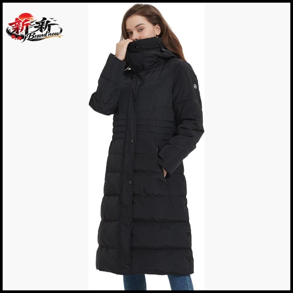 Thickened Warm Insulated Vegan Down Long Parka Jacket with Hood
